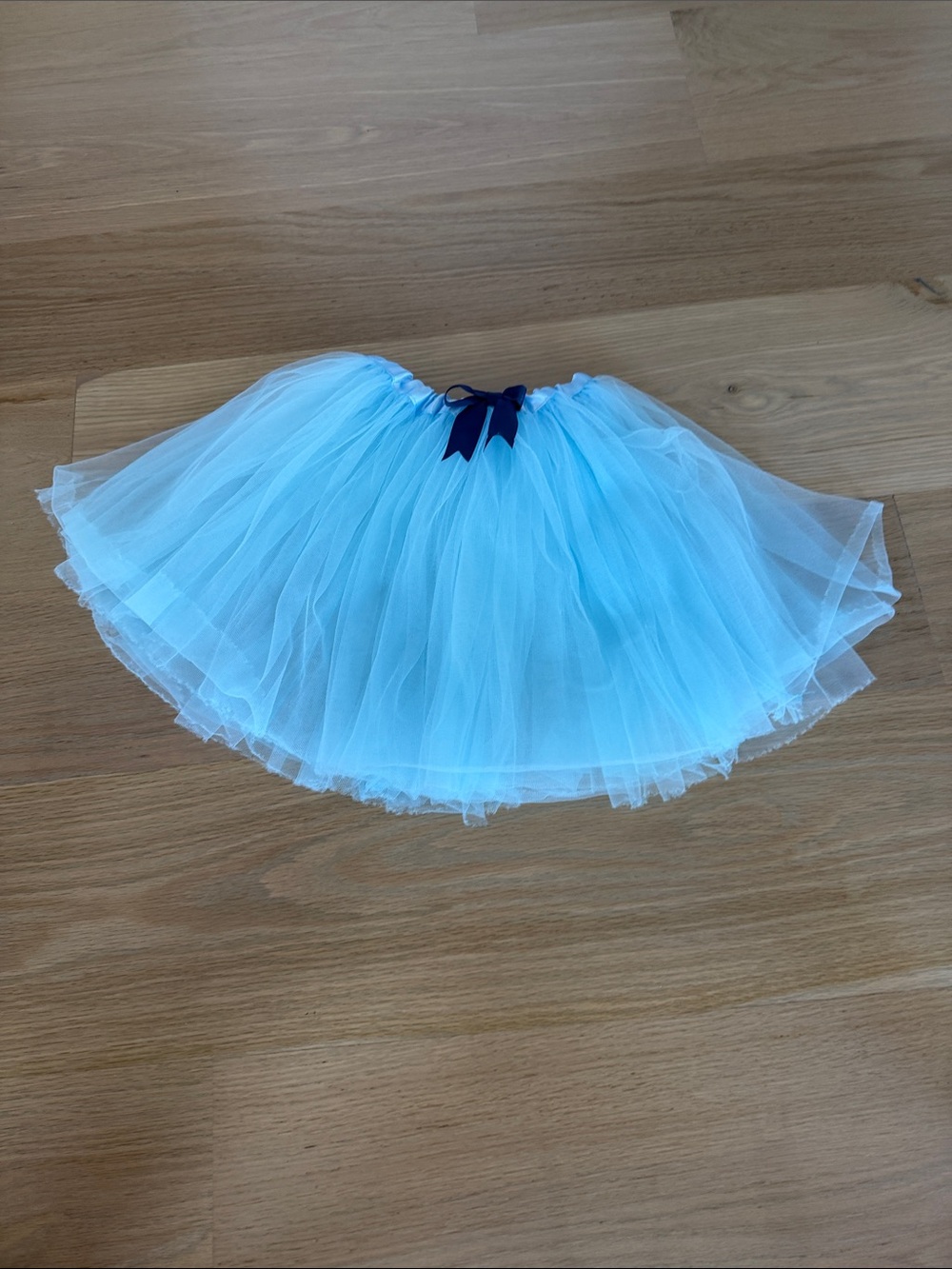 Light Blue Tulle Skirt with Navy Bow